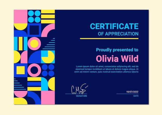 Free vector flat modern certificate