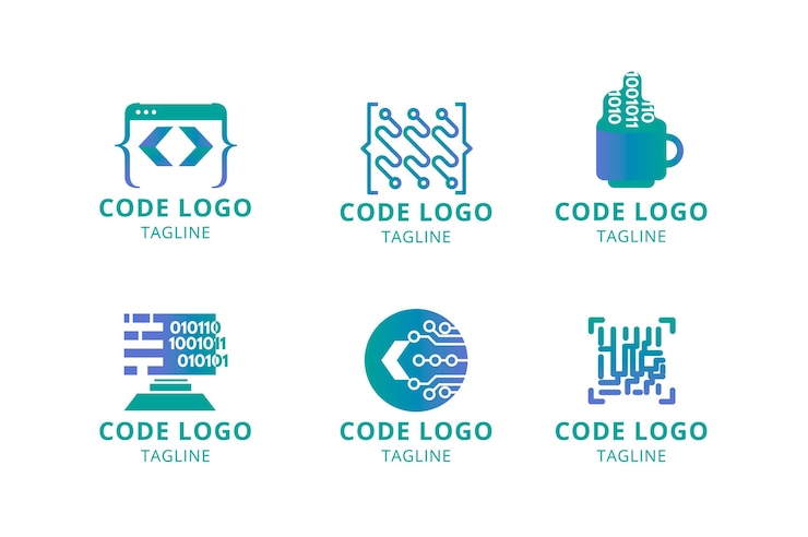 Free Vector flat modern code logo collection