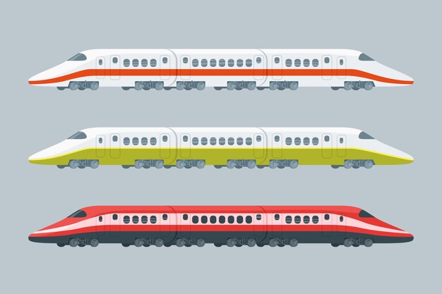 Flat Modern High-Speed Trains Collection