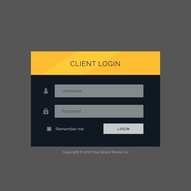 Design piatto form di login ui modello moderno