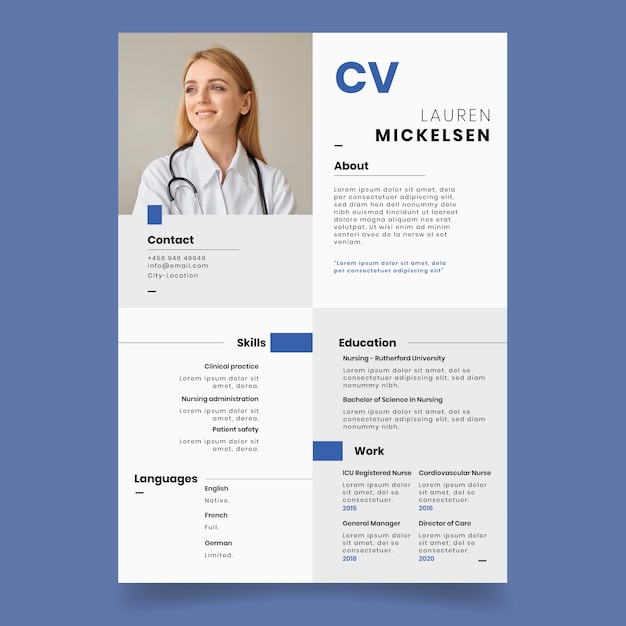 Flat modern nurse resume template