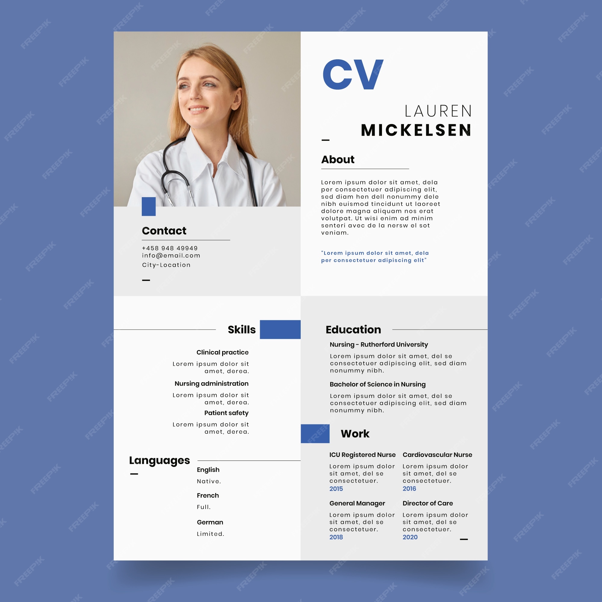 Free Vector | Flat Modern Nurse Resume Template