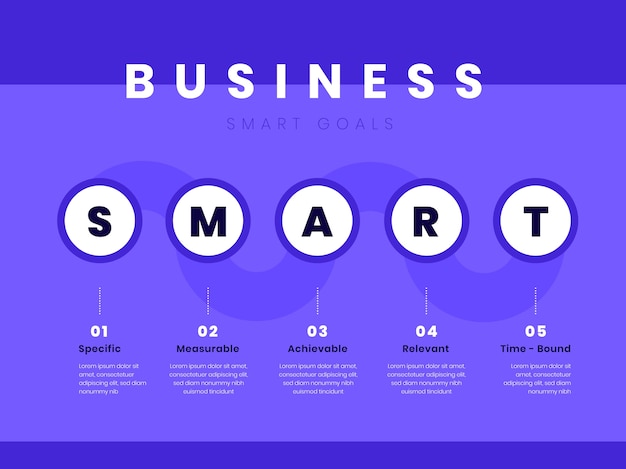 Modello di infografica generale per obiettivi aziendali intelligenti moderni e piatti