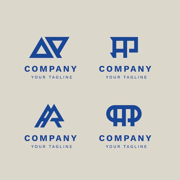 Бесплатное векторное изображение Коллекция логотипов плоской монограммы