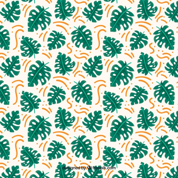 Flat monstera leaves pattern