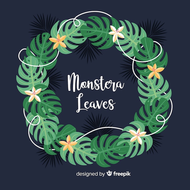 Free vector flat monstera leaves