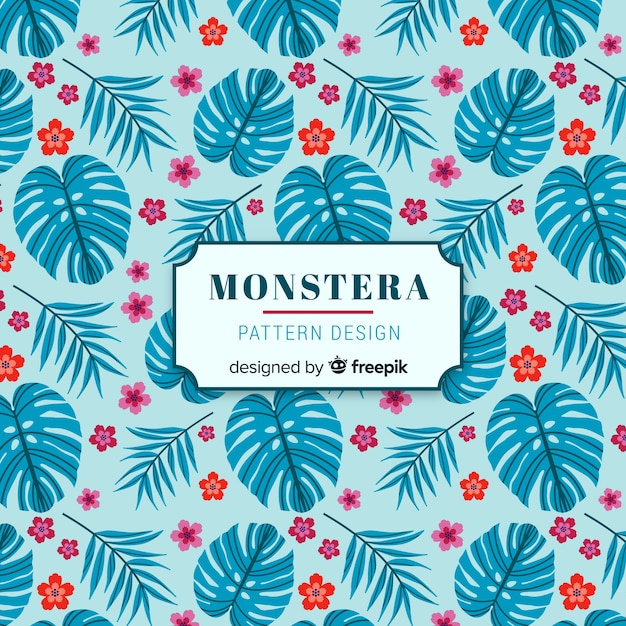 Free vector flat monstera pattern