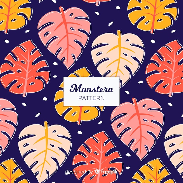 Modello di monstera piatta