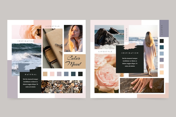 Free Vector flat mood board template design