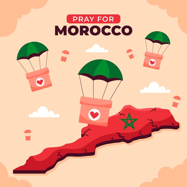 플랫 모로코 지진 인도주의적 지원 그림