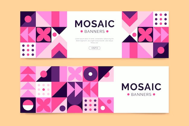 Flat mosaic banners set