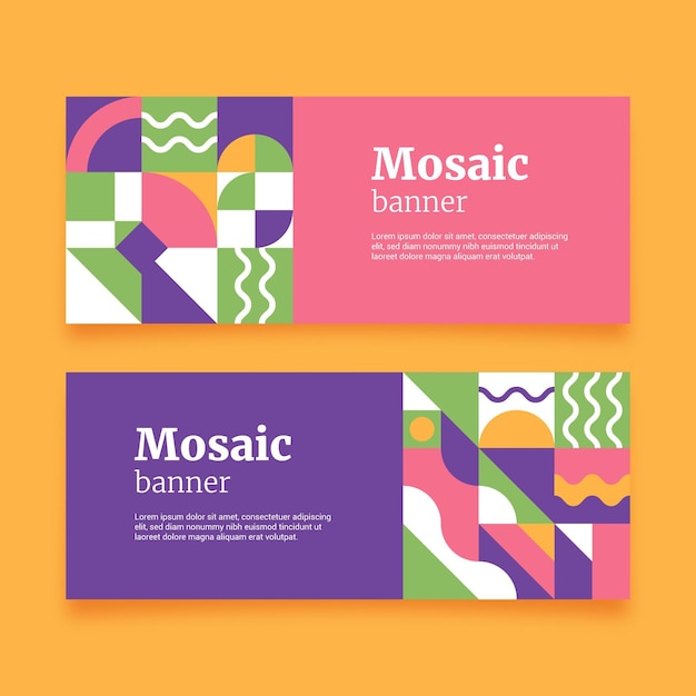 Flat mosaic banners template