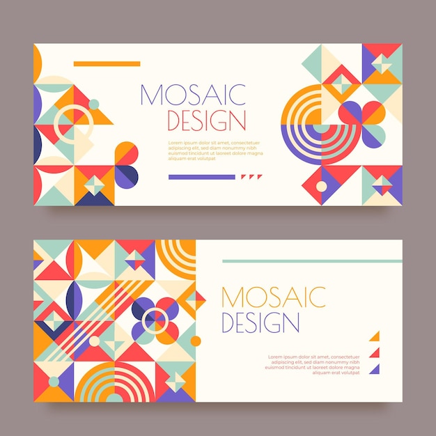 Free vector flat mosaic banners template