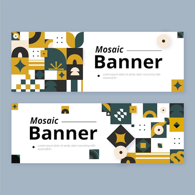 Free vector flat mosaic banners template