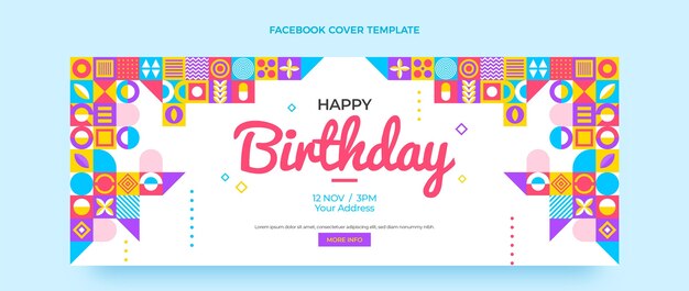 Free vector flat mosaic birthday facebook cover