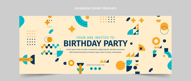 Обложка facebook с плоской мозаикой на день рождения