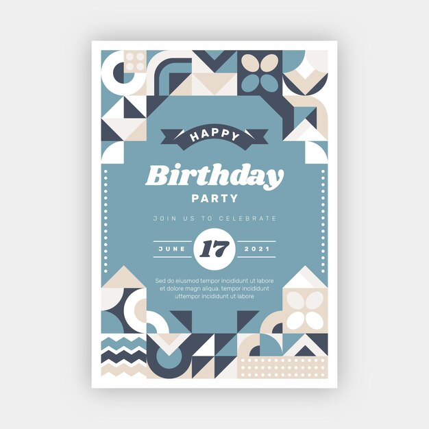 Flat mosaic birthday poster