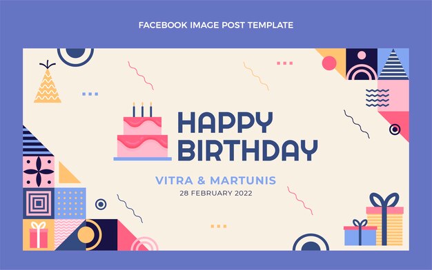 Плоская мозаика на день рождения в социальных сетях