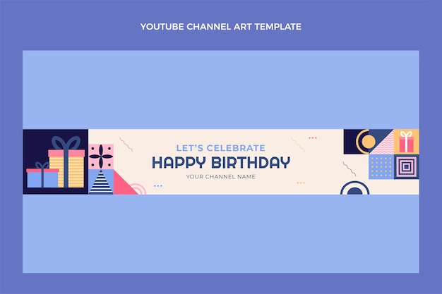 Плоская мозаика на день рождения youtube channel art