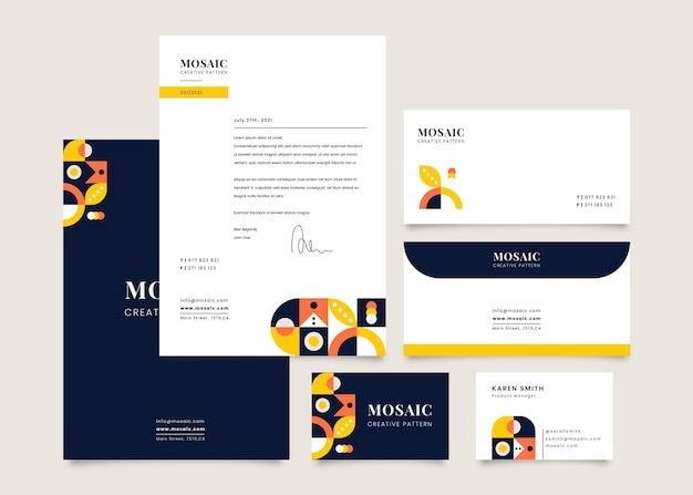 Flat mosaic brand stationery collection