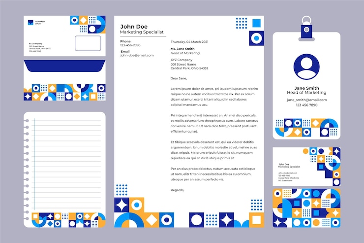 Free Vector flat mosaic brand stationery