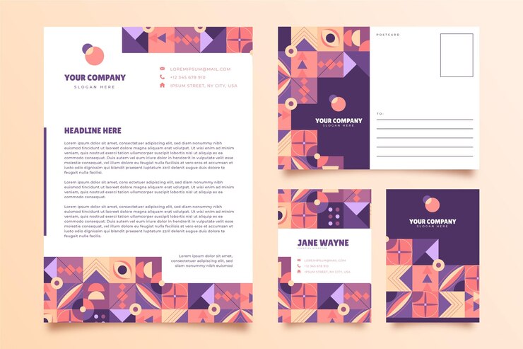 Free Vector flat mosaic brand stationery