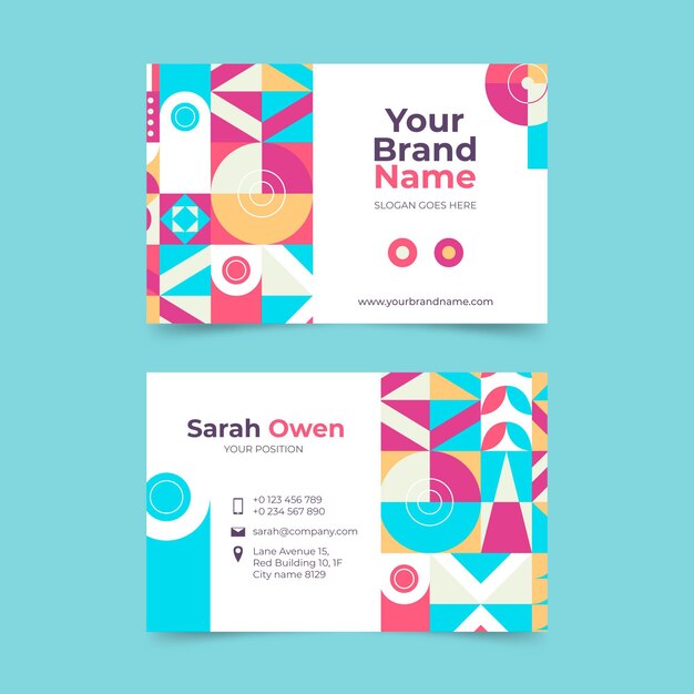 Flat mosaic business card template