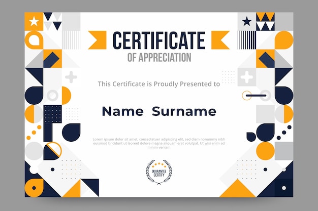 Flat mosaic certificate template