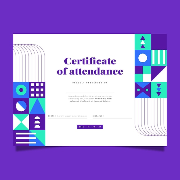 Flat mosaic certificate template