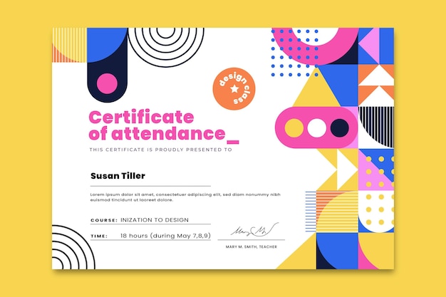 Free vector flat mosaic certificate template