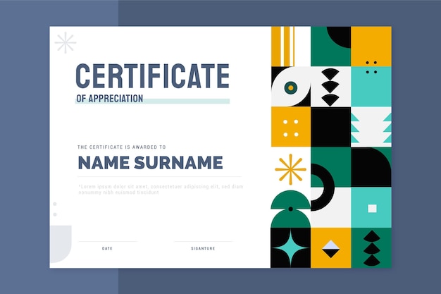 flat mosaic certificate template