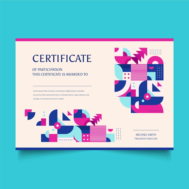 Vettore gratuito certificato mosaico piatto