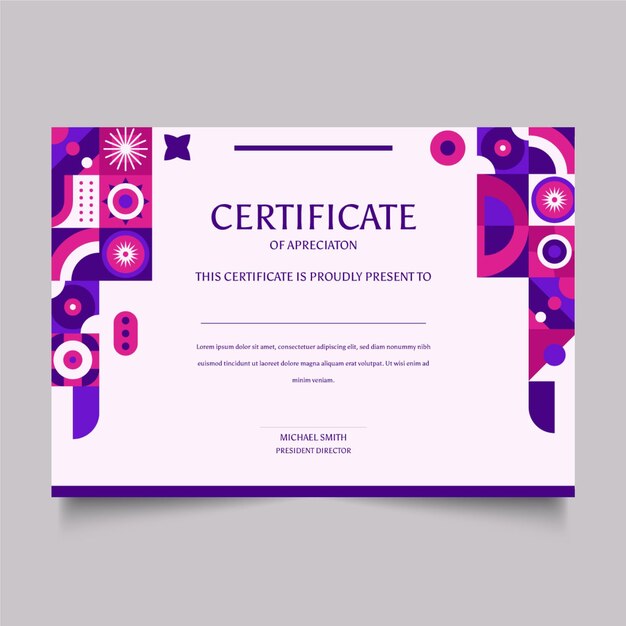 Flat mosaic certificate