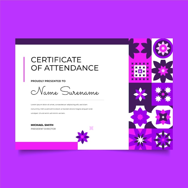 Flat mosaic certificate