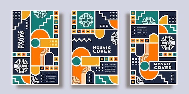 Free vector flat mosaic covers collection