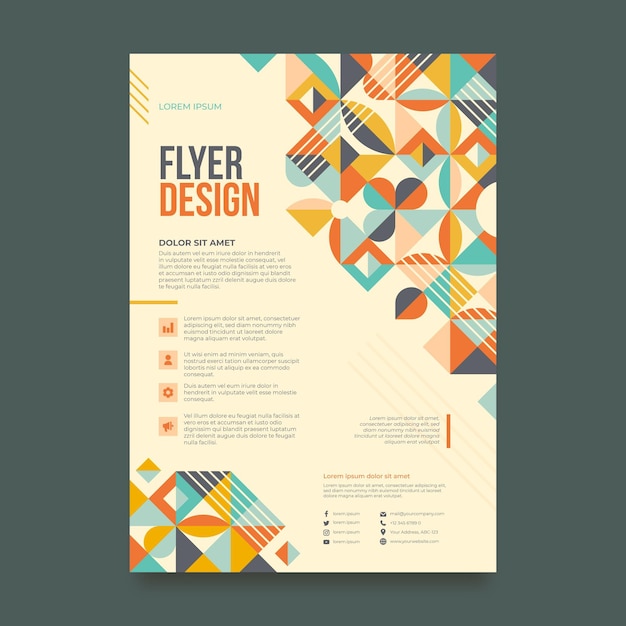 Free vector flat mosaic flyer template