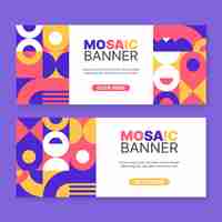 Free vector flat mosaic horizontal banners set