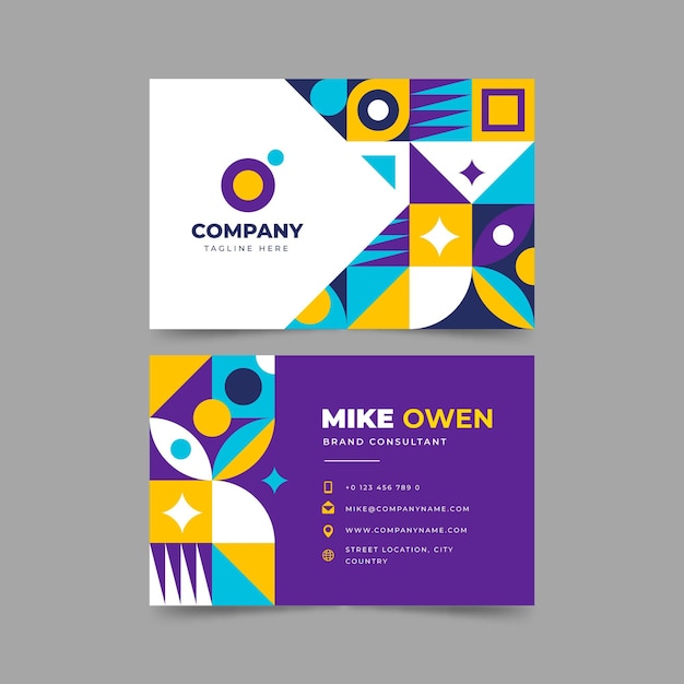 Free vector flat mosaic horizontal business card template