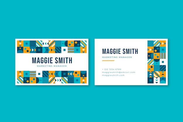 Flat mosaic horizontal business card template