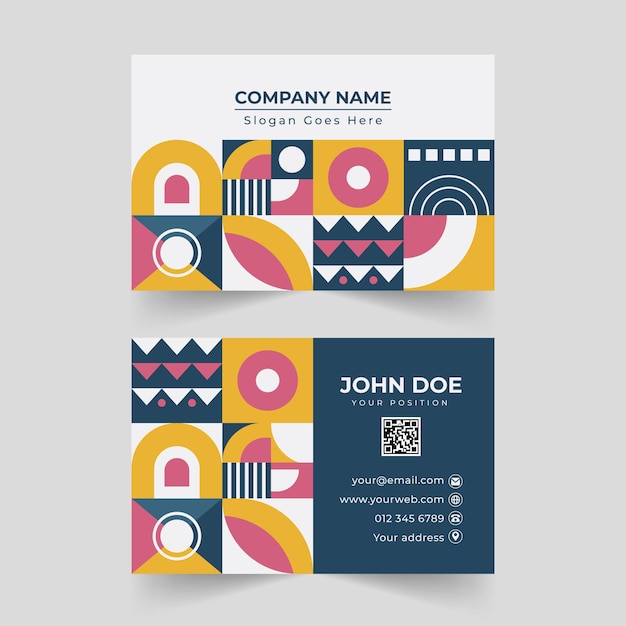 Flat mosaic horizontal business card template