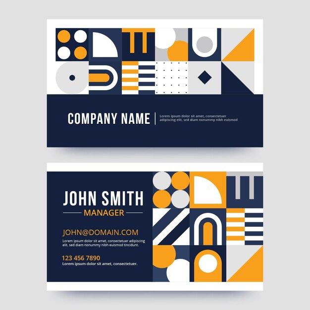 Flat mosaic horizontal business card template