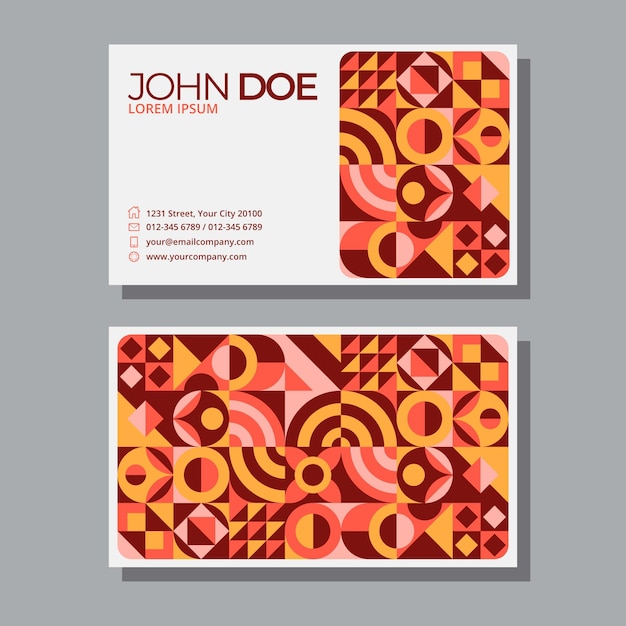 Flat mosaic horizontal business card template