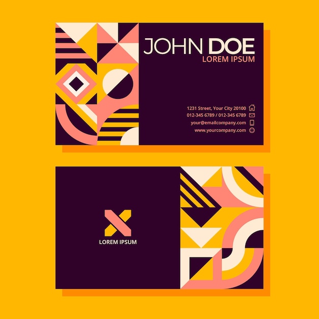 Free vector flat mosaic horizontal business card template