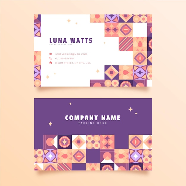 Free vector flat mosaic horizontal business card template