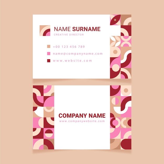 Flat mosaic horizontal business card template