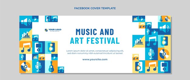 Плоская мозаика музыкальный фестиваль обложка facebook