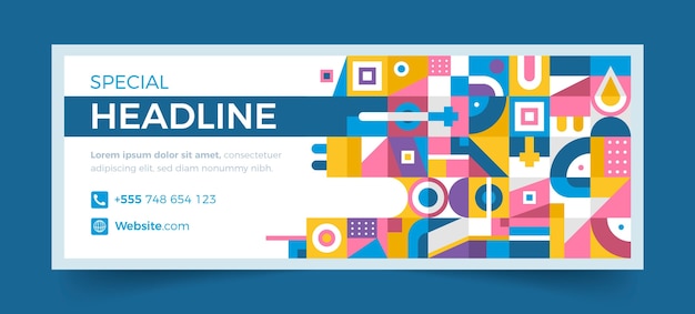 Flat mosaic social media cover template