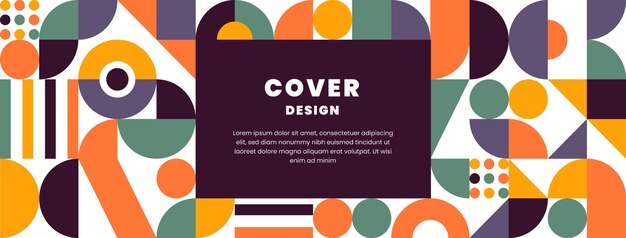 Flat mosaic social media cover template