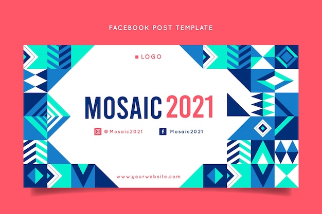 Free vector flat mosaic social media post template