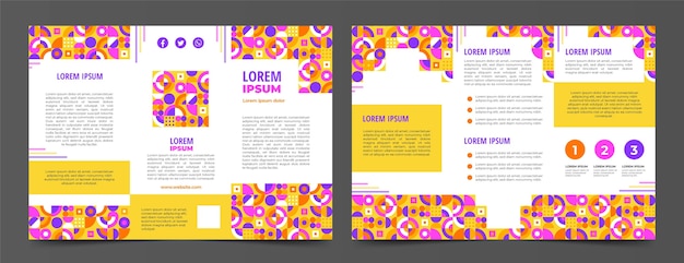 Free vector flat mosaic trifold brochure template